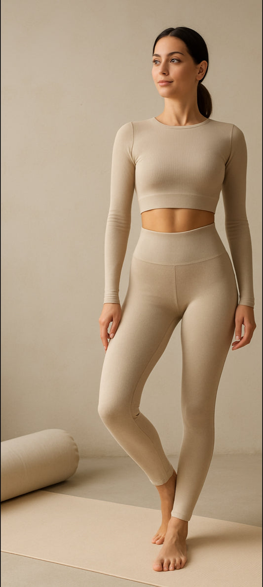 Enssemble Sport Seamless -Beige Wellness (Top + Leggin)